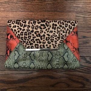 ALDO snakeskin & leopard print clutch